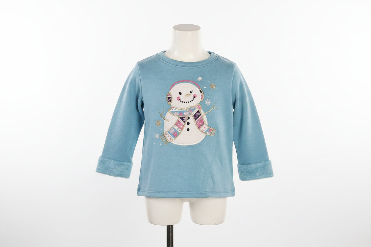 Toddler Girls Snowman Sweater: Teal Garanimals