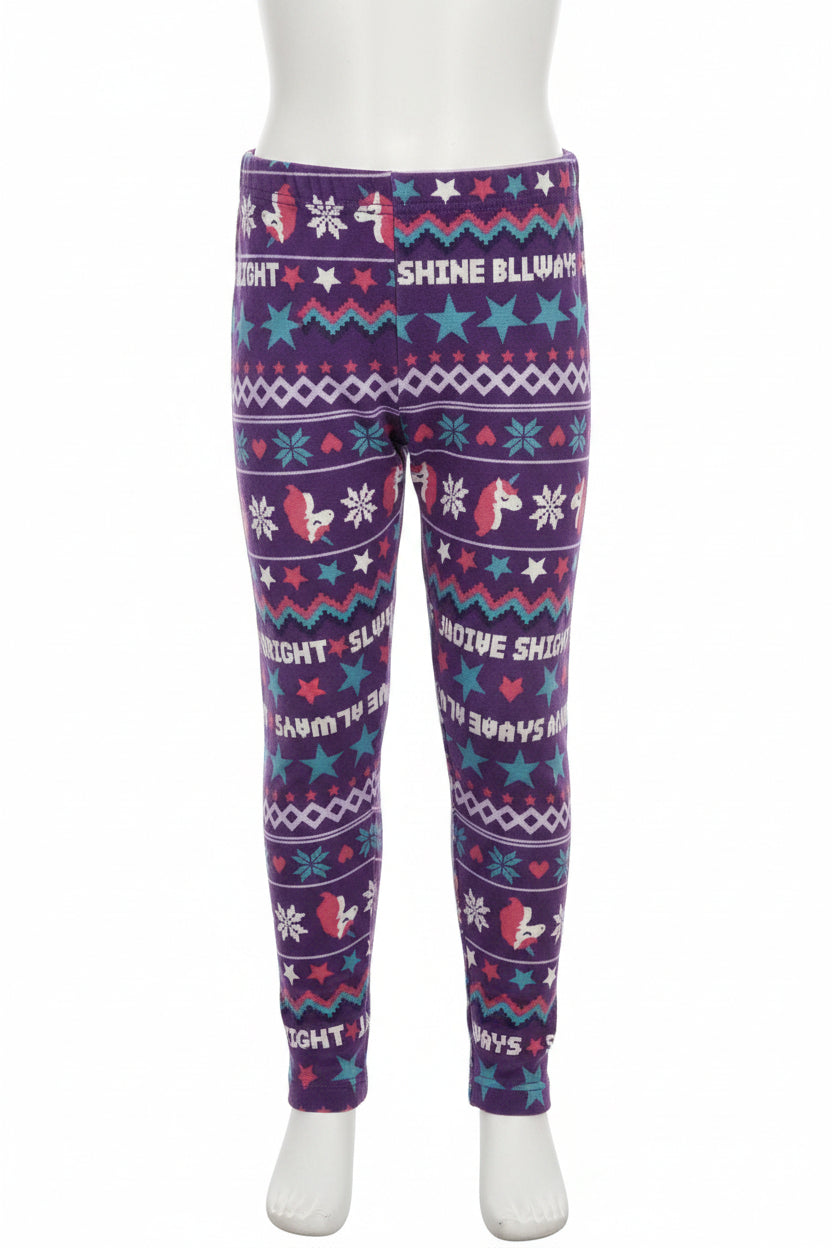 Toddler Girls Print Velboa Legging Thick Winter Purple Garanimals