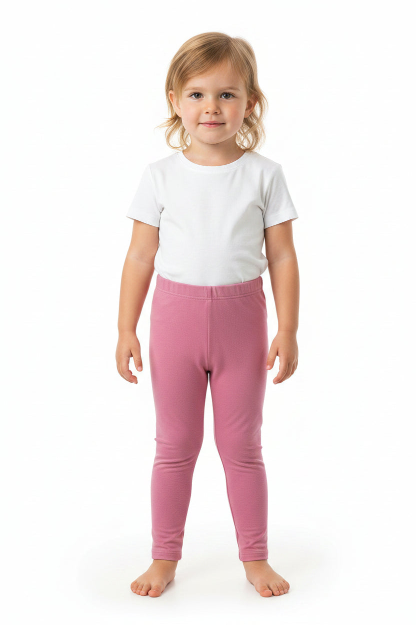 Toddler Girls Pink Solid Velboa Leggings