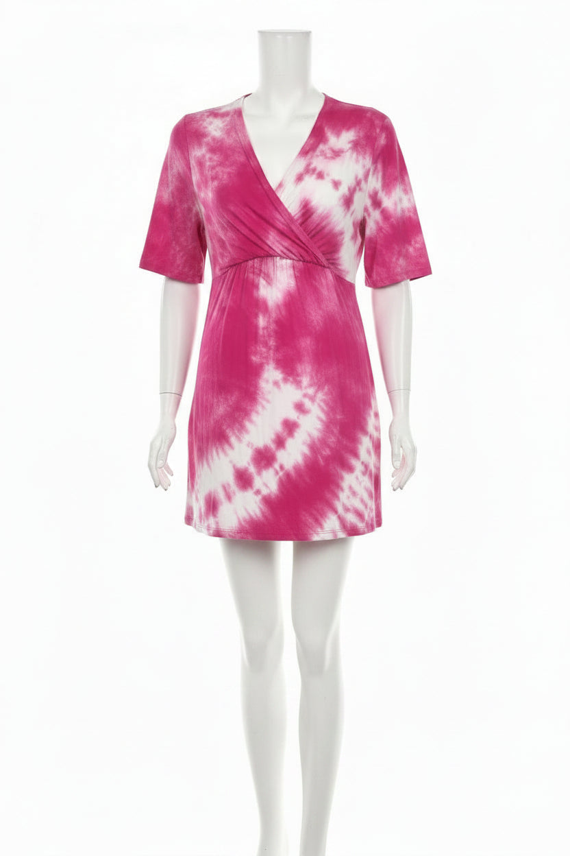 Ladies Pink Dolman Tie Front Top Short Sleeve Maternity Top(4-6)