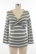 Ladies White / Black Maternity Dolman Tie Front Top XXL
