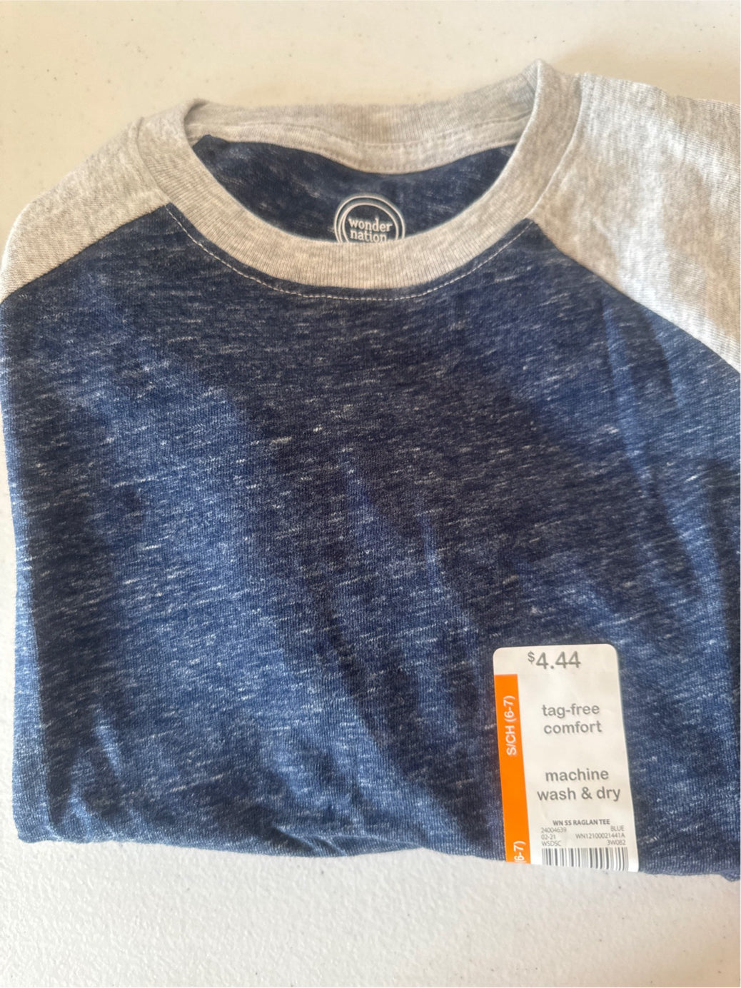 Big Boys Blue An Grey Raglan Tee (6-7)