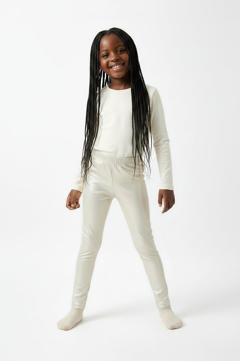 Big Girls Gold Shimmer Legging Size 6