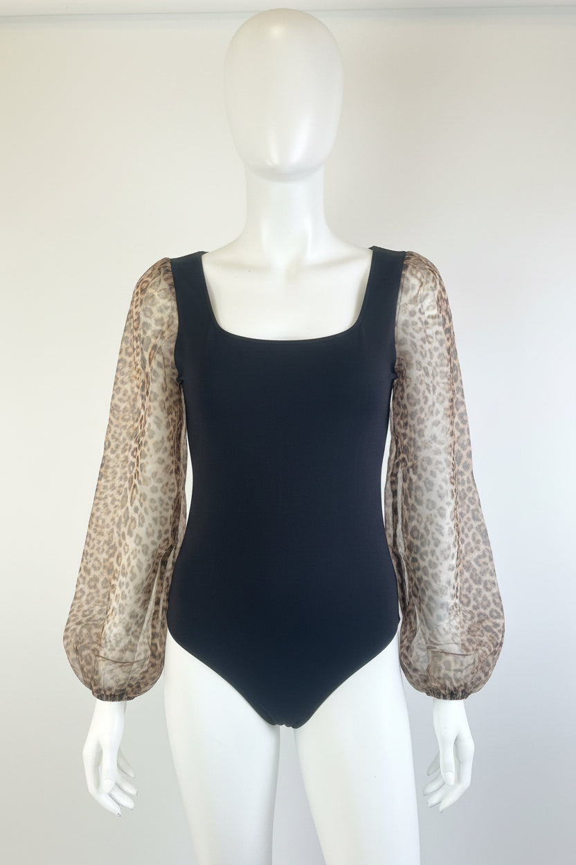 Ladies Body Suit Cheeta And Black 2X