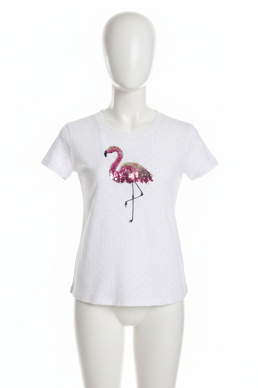 Big Girls White Flamingo Shirt