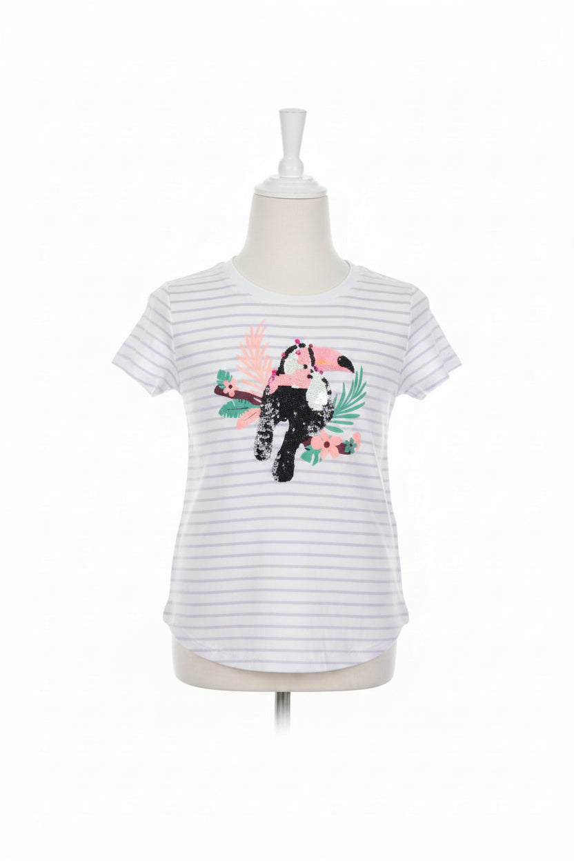 Big Girls Purple An White Stripe Shirt