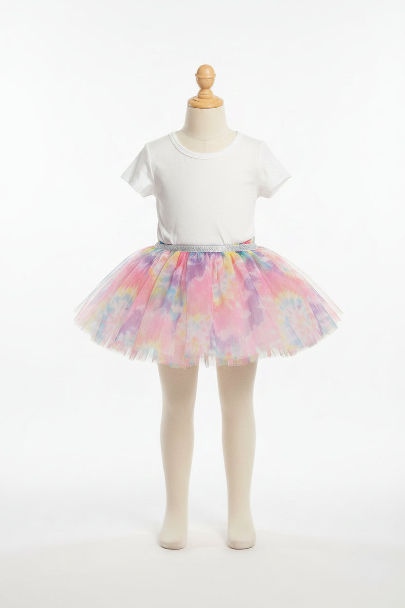 Pastel Dreams Tie-Dye Tutu Skirt for Toddler Girls