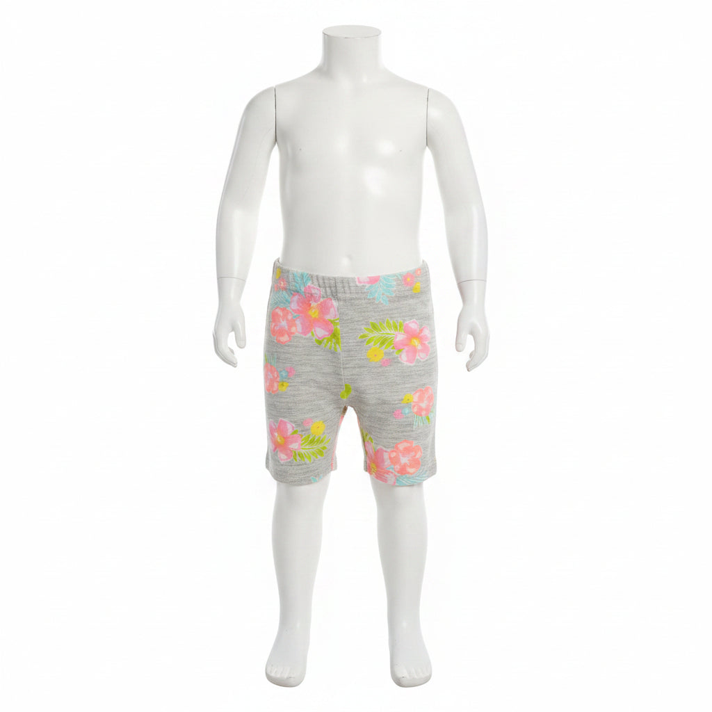 Toddler Girls Grey An Pink Flower Shorts