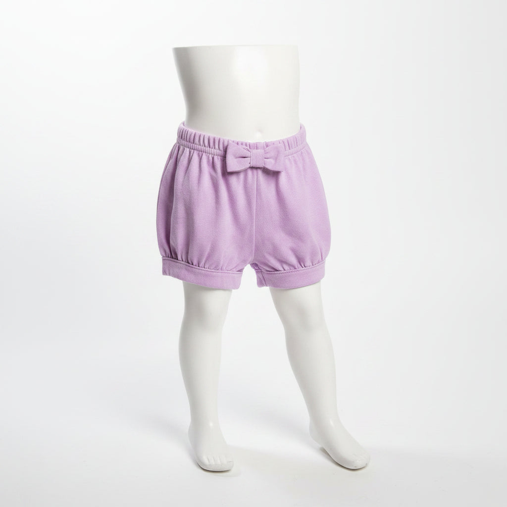 Lavender Bow Bubble Shorts for Toddler Girls