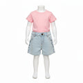Light Wash Denim Ruffle Pocket Shorts for Toddler Girls