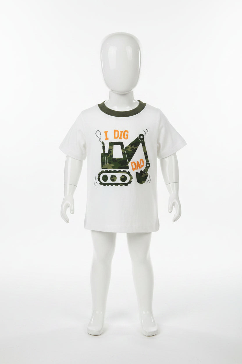 Toddler Boys White Dig Dad Shirt