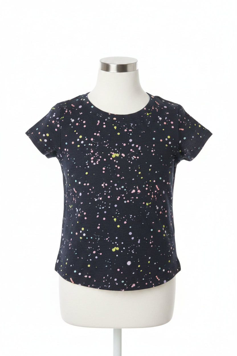 Toddler Girls Black Rainbow Dot Shirt