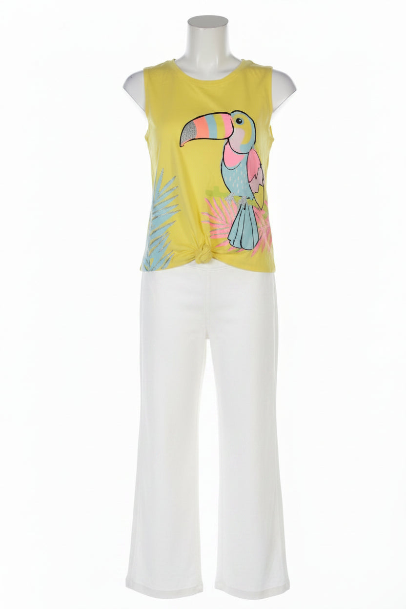 Tropical Toucan Tie-Front Tank Top for Girls