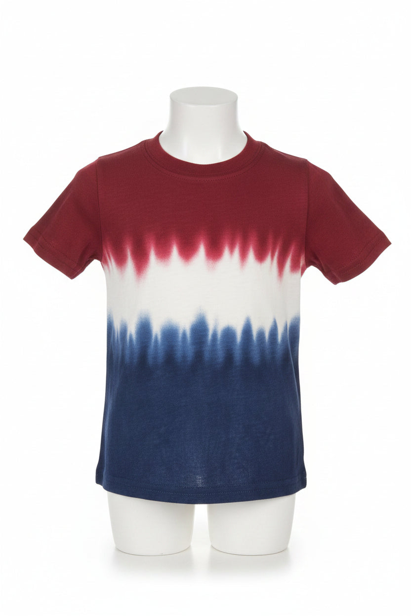 Toddler Boys Burgundy White An Blue T shirt