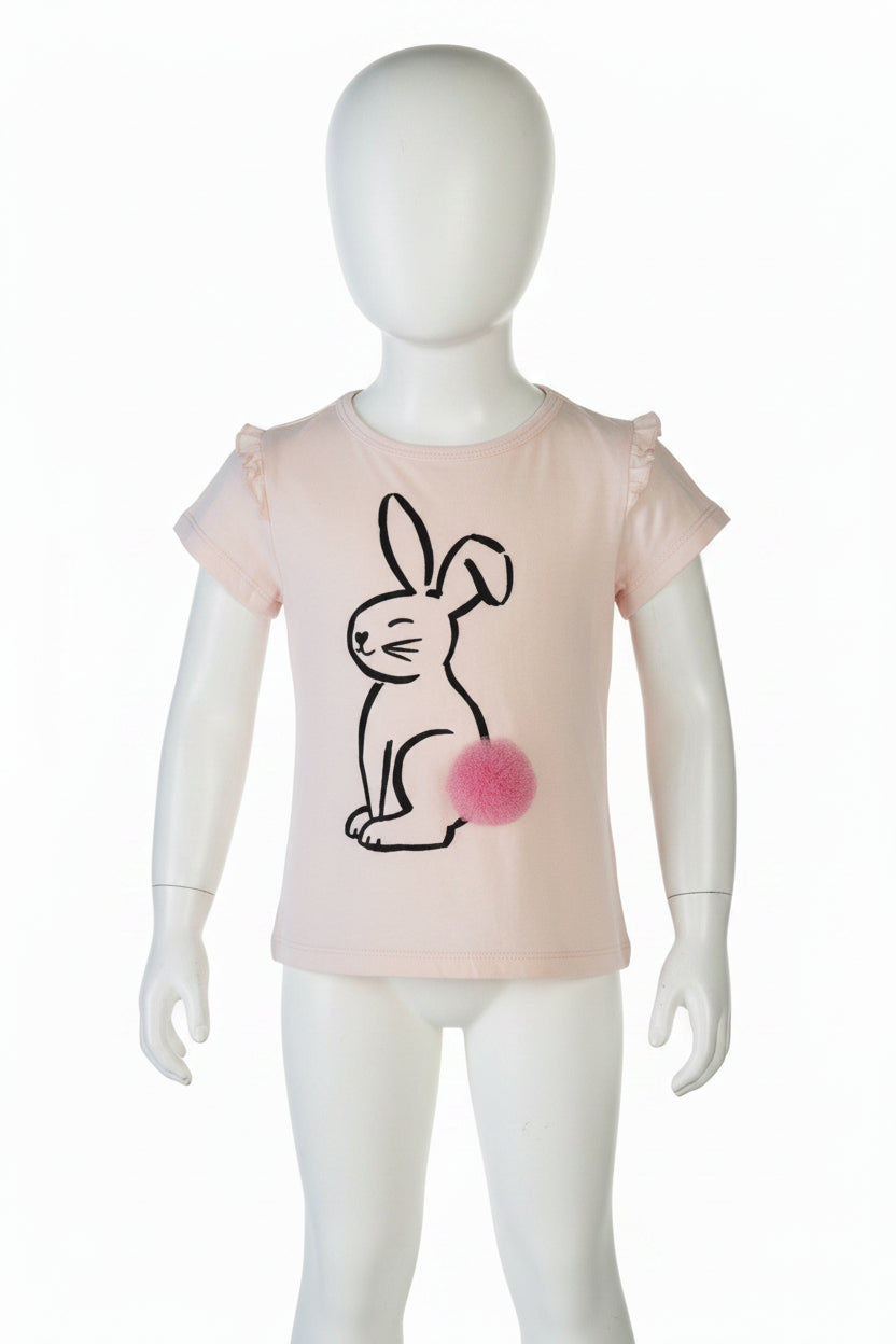 Toddler Girls Peach Bunny Shirt