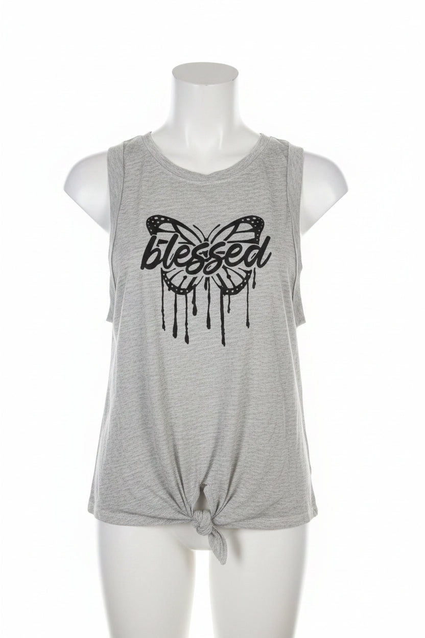 Ladies Grey Blessed Tank Top