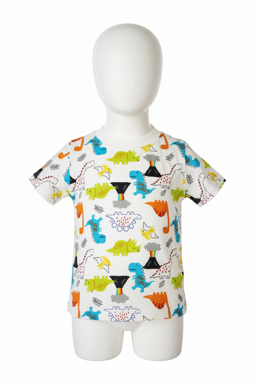 Toddler Boys White Dinosaur Shirt