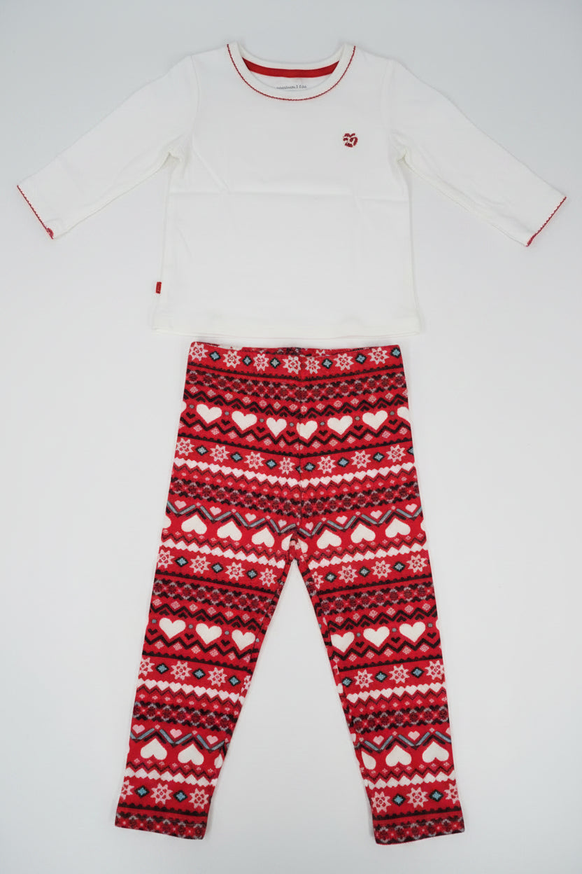 Girls Red Heart Print Leggings