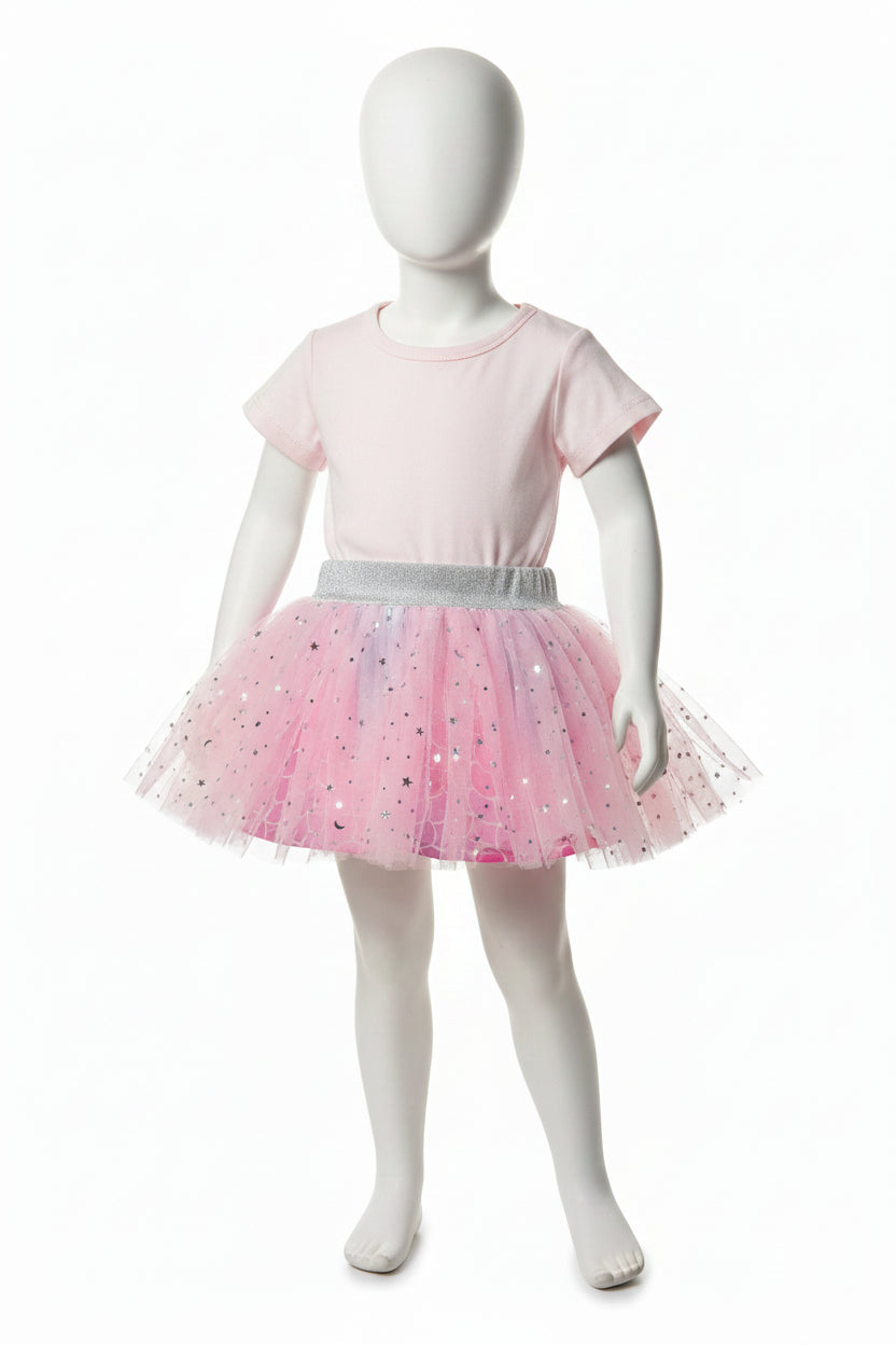 Twinkle Mermaid Pink Tutu Skirt for Little Girls