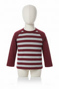 Toddler Boys Tee Shirt Striped Grey And Burgundy