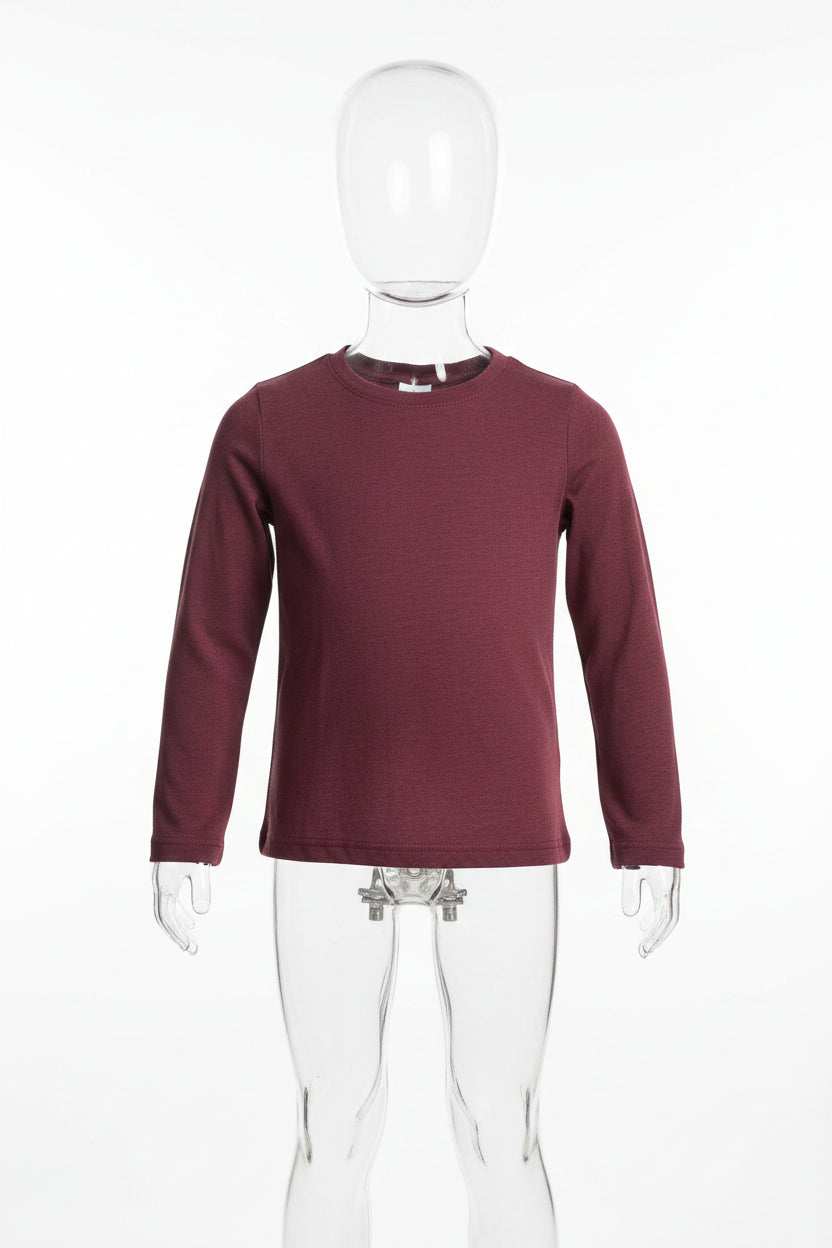 Toddler Girls Garanimal  Solid Long Sleeve Burgundy Tee