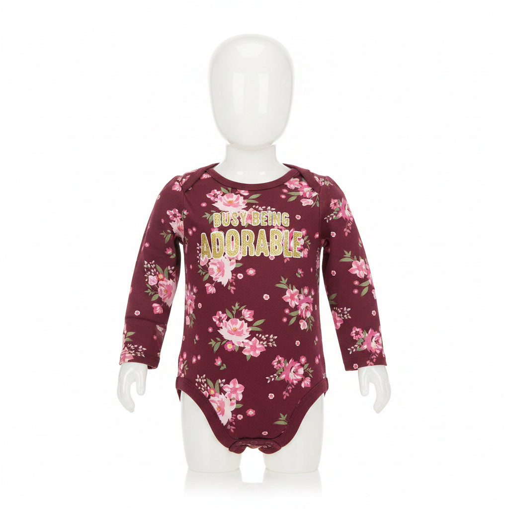 Toddler Girls Busy Being Adorable Long Sleeve Onesie Tee