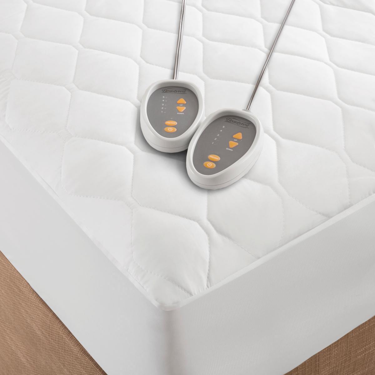 Beautyrest Heated Mattress Pad| Dual Zone Electric Mattress Cover with 2 Controllers