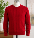 Goodfellow & Co. Men's Cable Knit Crewneck Sweater – Red Long Sleeve Pullover