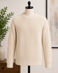 Goodfellow & Co. Men's Cream Chunky Knit Crewneck Sweater | Soft Ribbed Pullover