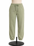 Women's Sage Green Fleece Jogger Sweatpants with Drawstring Waist
