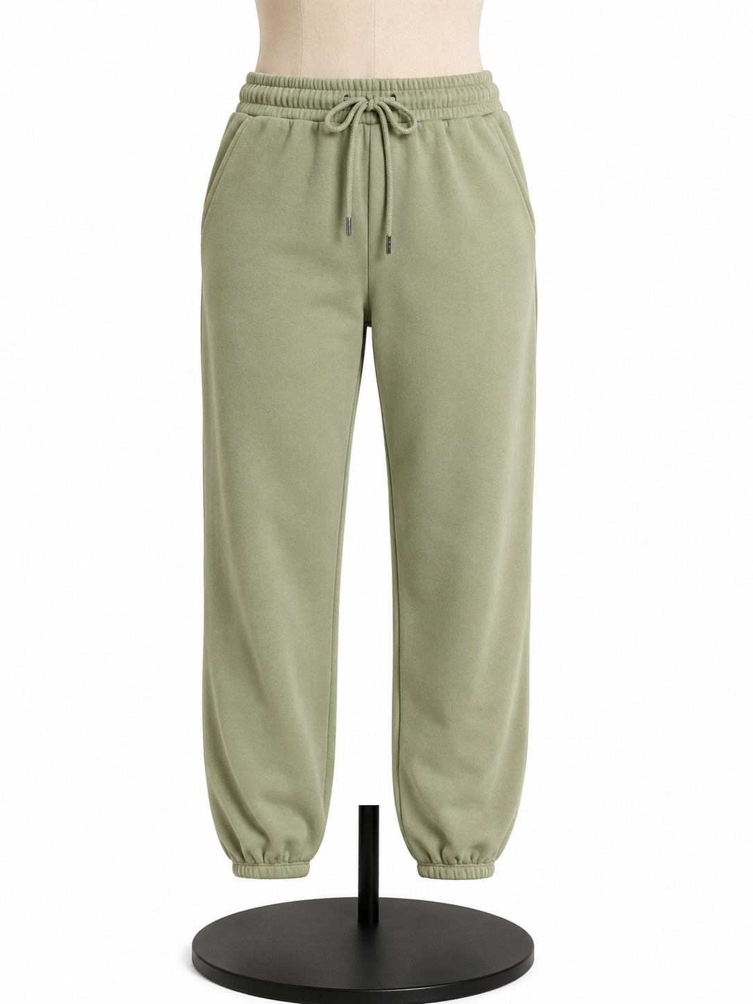 Women's Sage Green Fleece Jogger Sweatpants with Drawstring Waist