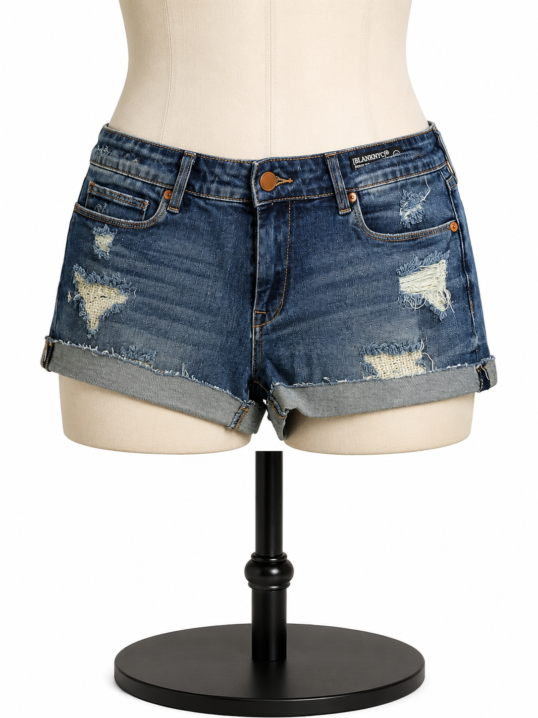 BLANKNYC Women's Distressed Cuffed Denim Shorts