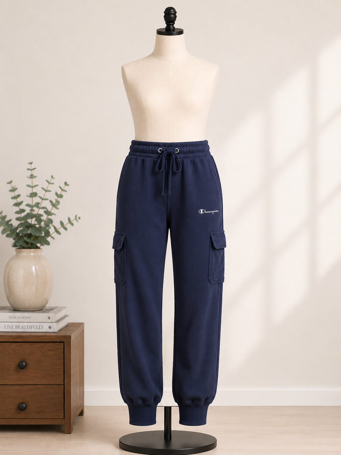 Champion Women's Blue Fleece Cargo Jogger Sweatpants