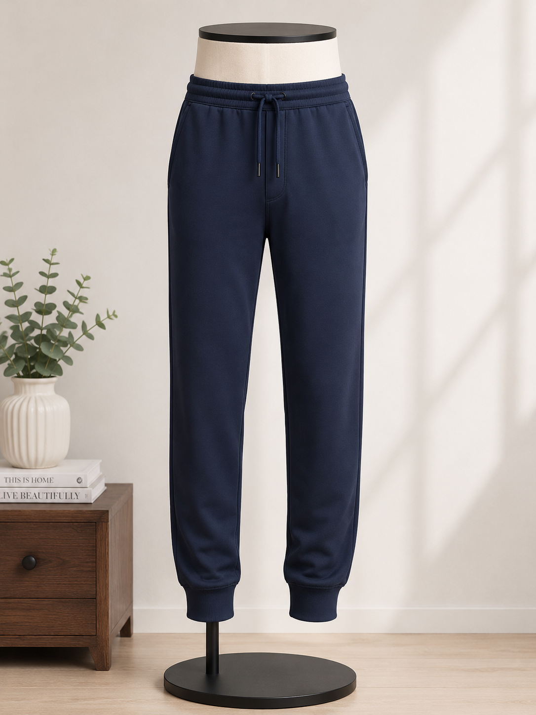 Men's Navy Performance Jogger Pants with Drawstring Waist