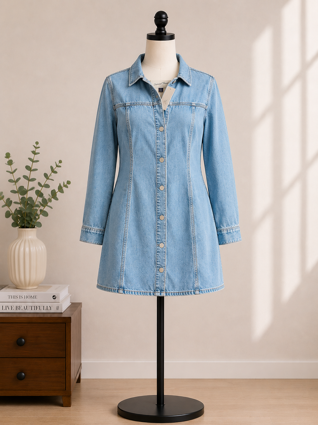 Universal Thread Women's Light Wash Denim Shirt Dress