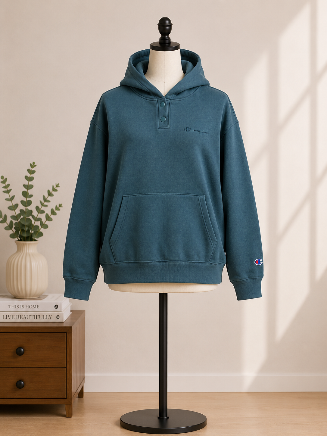 Champion Women's Heritage Teal Fleece Pullover Hoodie
