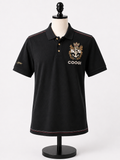 COOGI Men's Black Embroidered Crest Polo Shirt – Short Sleeve Designer Golf Shirt