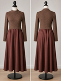 Women's Ribbed Knit Long Sleeve Maxi Dress – Mocha Brown