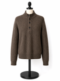Goodfellow & Co Men's Brown Ribbed Mock Neck Button Sweater