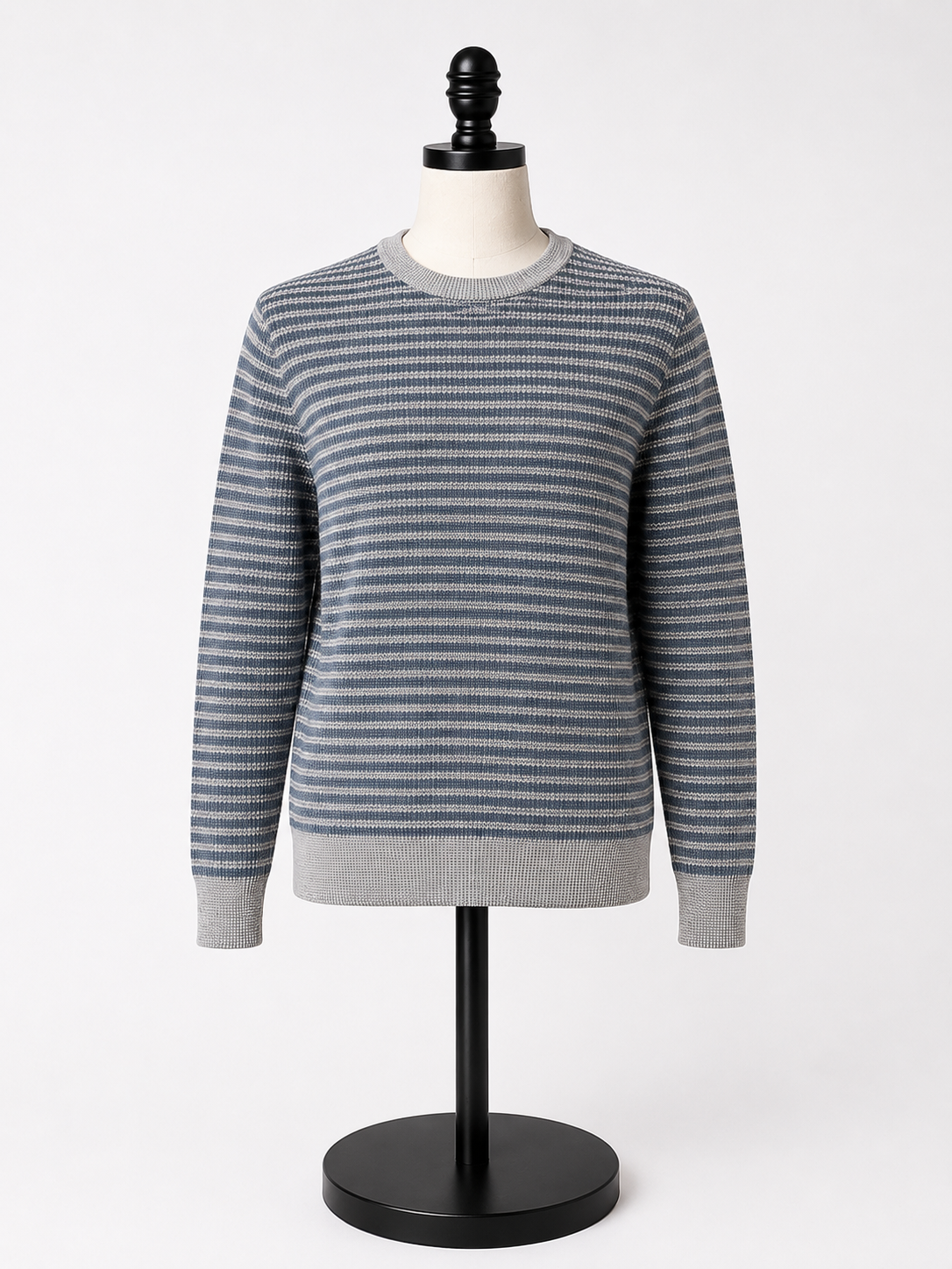 Goodfellow & Co Men's Gray & Blue Striped Crewneck Knit Sweater