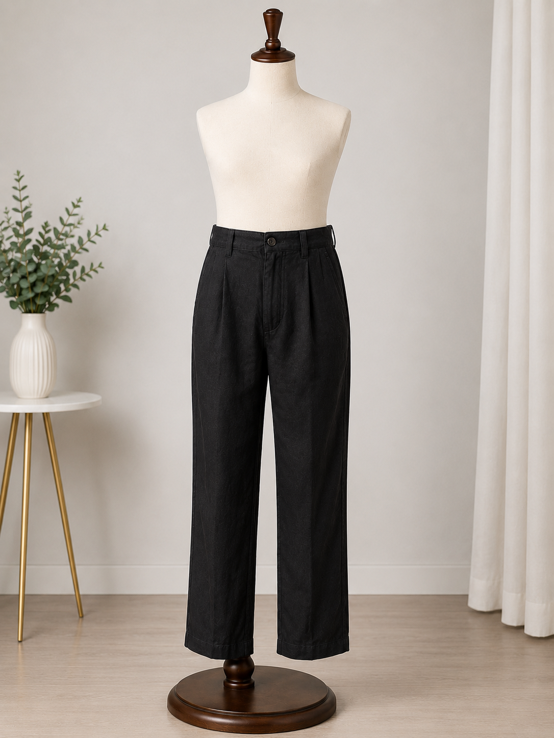 Goodfellow & Co. Men's Black Linen Blend Relaxed Trousers | Pleated Casual Dress Pants