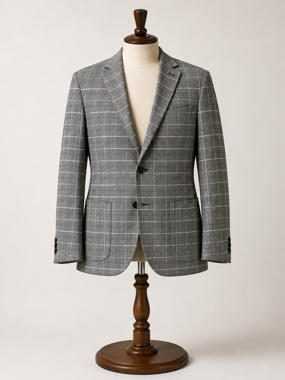 Men's Gray Glen Plaid Sport Coat Blazer – Classic Two-Button Jacket