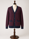 Goodfellow & Co. Men's Burgundy & Navy Striped Button Cardigan Sweater