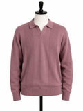Goodfellow & Co. Men's Textured Knit Polo Sweater – Mauve Long Sleeve Pullover