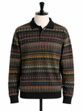 Men's Fair Isle Quarter-Button Knit Pullover Sweater – Multicolor Tribal Pattern
