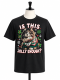 MAD Engine "Is This Jolly Enough?" Cat Christmas Graphic T-Shirt – Black Holiday Tee