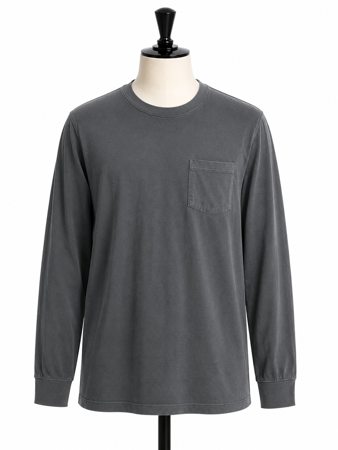 Goodfellow & Co. Men's Essential Long Sleeve Pocket T-Shirt – Charcoal Gray Crewneck