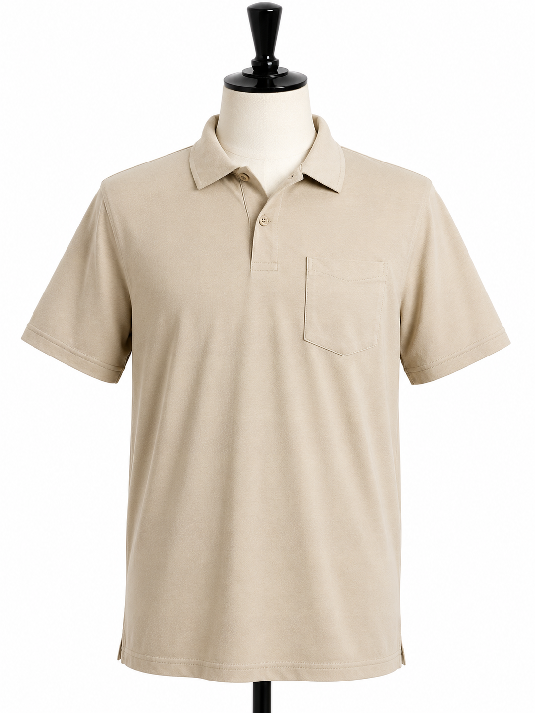 Goodfellow & Co. Men's Essential Pocket Polo Shirt – Sand Beige Short Sleeve Cotton Blend Polo