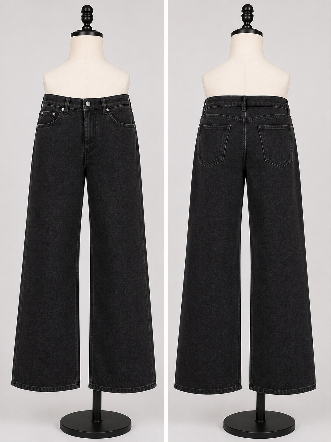 Original Use Men's Wide Leg Black Jeans – Relaxed Fit Vintage Wash Denim Pants
