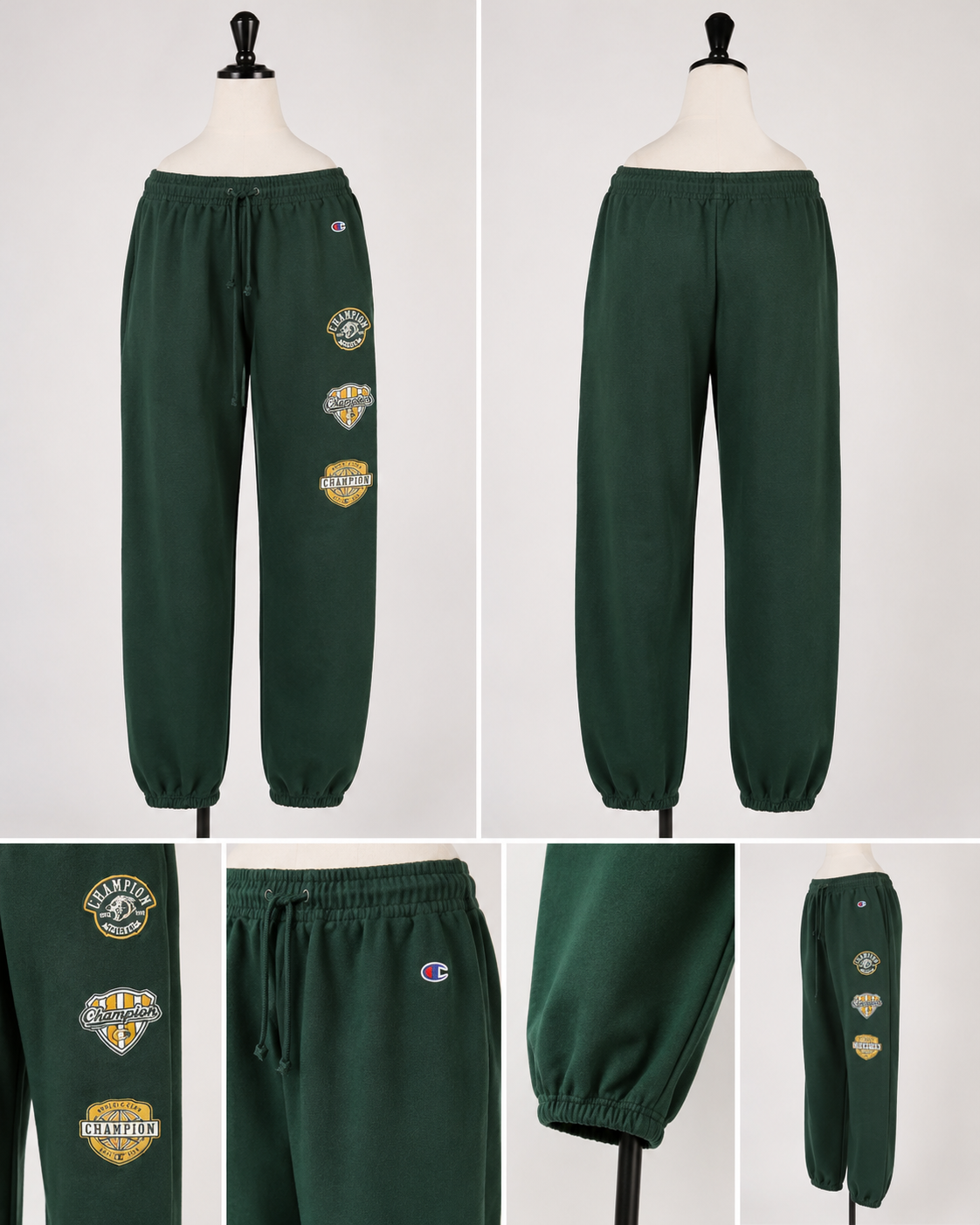 Champion Heritage Patch Fleece Jogger Sweatpants – Forest Green Unisex Athletic Lounge Pants